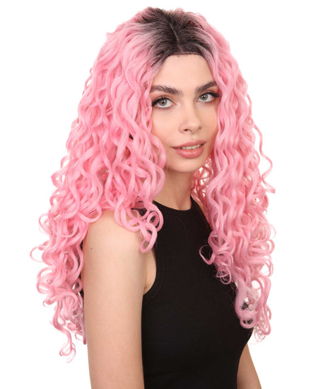 Xena Women's Long Length Lace Front Curly With Dark Roots - Adults Fashion Wigs | Nunique