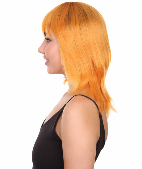 Nunique Adult Women's 17" Inch Long Length Halloween Cosplay Orange Pop Singer Mullet Wig, Synthetic Soft Fiber Hair, Perfect for your next Festival and Group Anime Party! -   Wig,  | NU
