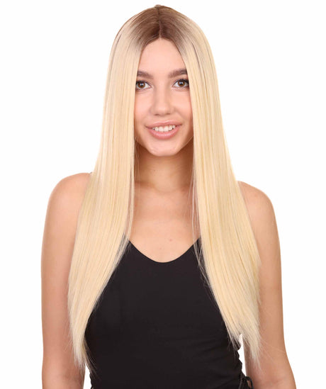 Samantha Women's Long Length Lace Front Straight With Bangs - Adults Fashion Wigs | Nunique