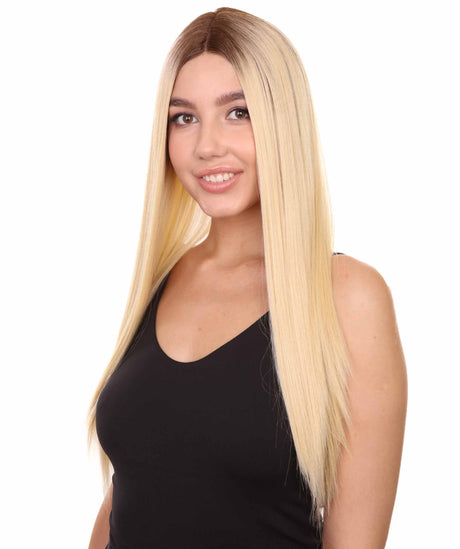 Samantha Women's Long Length Lace Front Straight With Bangs - Adults Fashion Wigs | Nunique