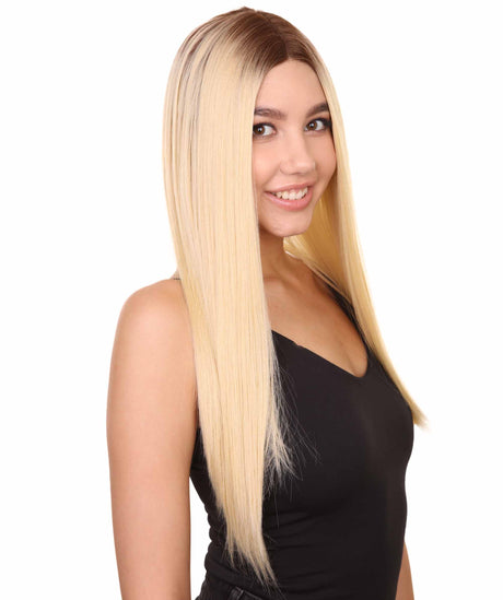 Samantha Women's Long Length Lace Front Straight With Bangs - Adults Fashion Wigs | Nunique
