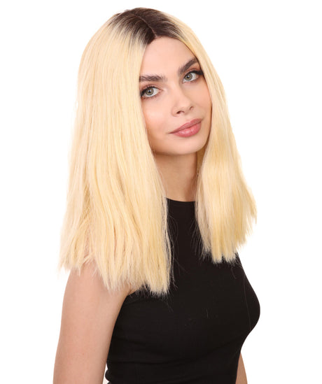 Khlo Women's Mid Length Lace Front Straight Hair With Dark Roots - Adult Fashion Wigs | Nunique