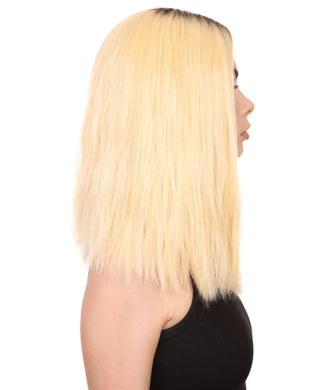 Khlo Women's Mid Length Lace Front Straight Hair With Dark Roots - Adult Fashion Wigs | Nunique