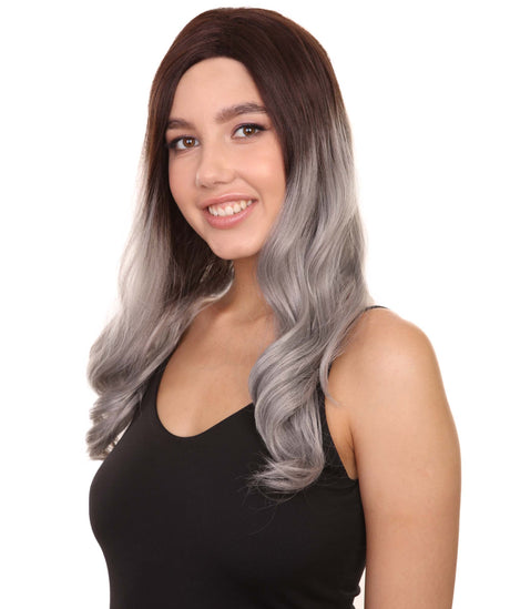Sadie Adult Women's 22" Inch Long Length Wavy 1/4x13 Lace Natural Brown Grey Hairline Icon Beauty Wig, 100% Heat Resistant Fibers, Perfect for your Everyday Wear and Styling to your Expectations! -   Wig,  | NU