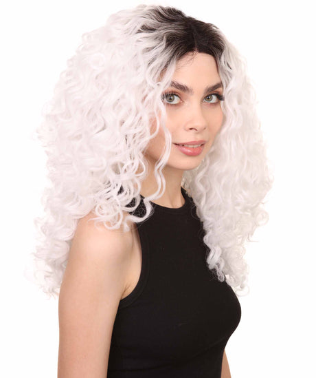 Cassie Women's Shoulder Length Lace Front Curly With Dark Roots - Adults Fashion Wig | Nunique