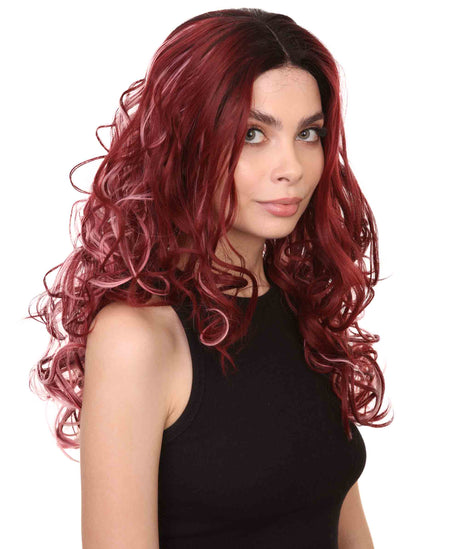 Demi Women's Long Length Lace Front Wavy With Dark Roots - Adult Fashion Wigs | Nunique