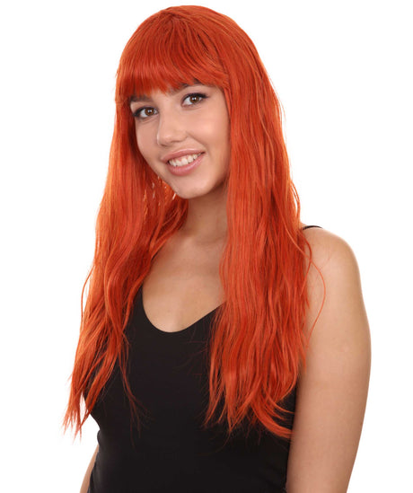 Freya Adult Women's 20" Inch Long Length Straight 1/4x13 Lace Natural Deep Red Hairline Beauty Wig with Bangs, 100% Heat Resistant Fibers, Perfect for your Everyday Wear and Styling to your Expectations! -   Wig,  | NU