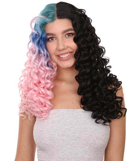 Double Rainbow - Women's Two Tone Lace front Curls with Heart Curled Bangs