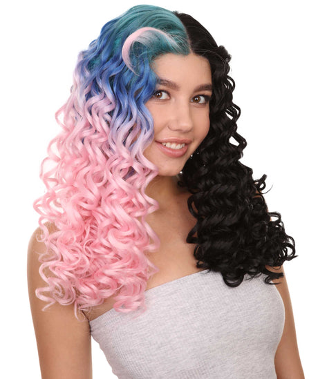 Double Rainbow - Women's Two Tone Lace front Curls with Heart Curled Bangs