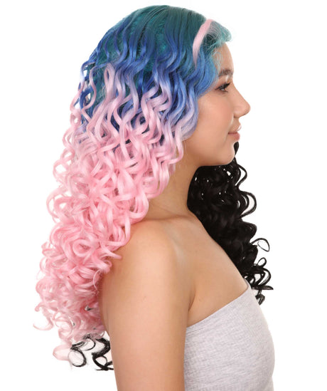 Double Rainbow - Women's Two Tone Lace front Curls with Heart Curled Bangs