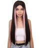 Adult Women's 26" Inch Long Length Straight 360 Lace Front Natural Black Pink Highlight Icon Beauty Wig, 100% Heat Resistant Fibers, Perfect for your Everyday Wear and Styling to your Expectations! -   ,  | NU