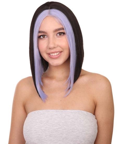 Astrid Nunique Adult Women's 13" Inch Medium Length Straight 4x4 Lace Front MultiColor E-Girl Gamer Wig, 100% Heat Resistant Fibers, Perfect for your Everyday Wear and Styling to your Expectations! -   Wig,  | NU