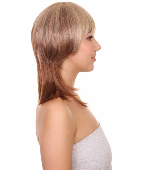Adult Women's 16" Inch Medium Length Halloween Cosplay Brown American Actress Mullet Wig, Synthetic Soft Fiber Hair, Perfect for your next Festival and Group Anime Party!
 -   ,  | NU