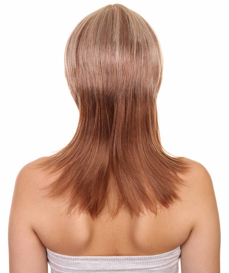 Adult Women's 16" Inch Medium Length Halloween Cosplay Brown American Actress Mullet Wig, Synthetic Soft Fiber Hair, Perfect for your next Festival and Group Anime Party!
 -   ,  | NU