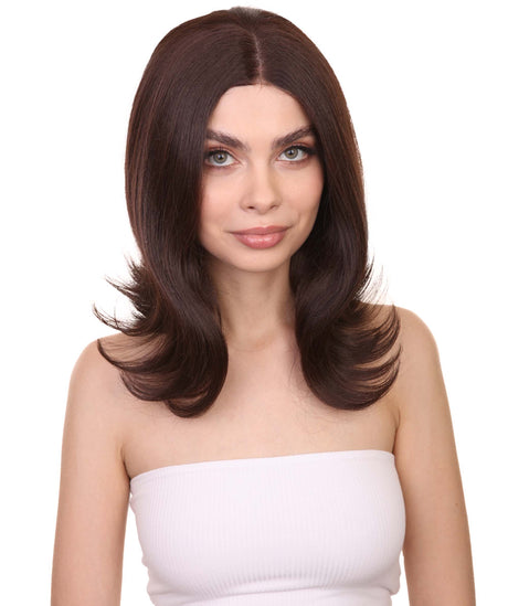 Peyton Adult Women's 12" Inch Medium Length Straight 4x4 Lace Front Natural Brown Hairline Icon Beauty Wig, 100% Heat Resistant Fibers, Perfect for your Everyday Wear and Styling to your Expectations! -   Wig,  | NU