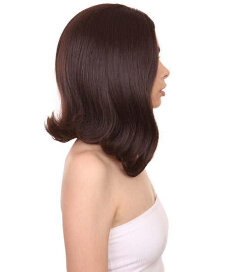 Peyton Adult Women's 12" Inch Medium Length Straight 4x4 Lace Front Natural Brown Hairline Icon Beauty Wig, 100% Heat Resistant Fibers, Perfect for your Everyday Wear and Styling to your Expectations! -   Wig,  | NU