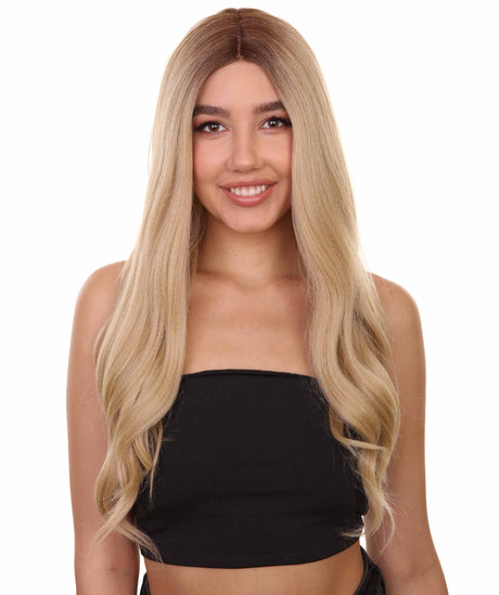 Aurelia Women's Long Length Lace Front Wavy Hair With Dark Roots - Adult Fashion Wigs | Nunique