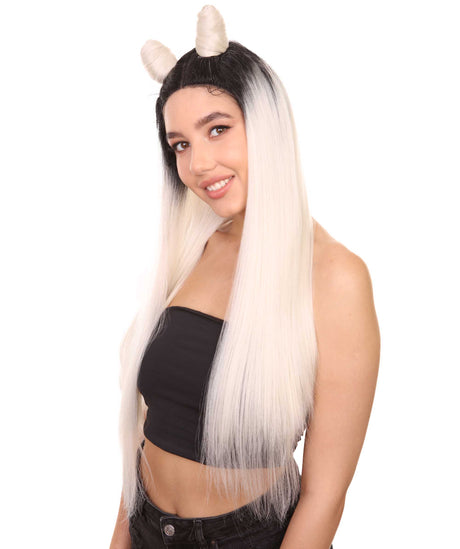 Pia Women's Long Length Lace Front Straight Hair With Tight Buns - Adult Fashion Wigs | Nunique