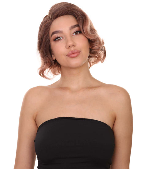 Nunique Adult Women's 10" Inch Short Length Straight C-Part Lace Natural Brown 40's Wave Beauty Wig, 100% Heat Resistant Fibers, Perfect for your Everyday Wear and Styling to your Expectations! -   Wig,  | NU