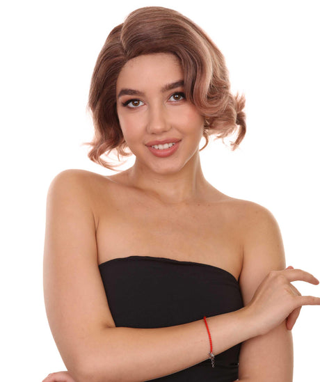 Nunique Adult Women's 10" Inch Short Length Straight C-Part Lace Natural Brown 40's Wave Beauty Wig, 100% Heat Resistant Fibers, Perfect for your Everyday Wear and Styling to your Expectations! -   Wig,  | NU
