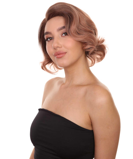 Nunique Adult Women's 10" Inch Short Length Straight C-Part Lace Natural Brown 40's Wave Beauty Wig, 100% Heat Resistant Fibers, Perfect for your Everyday Wear and Styling to your Expectations! -   Wig,  | NU