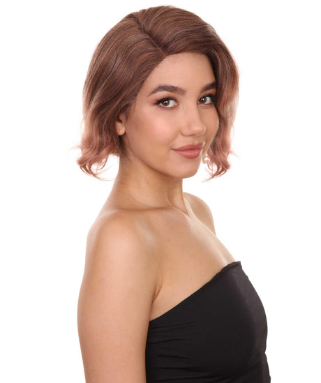 Nunique Adult Women's 10" Inch Short Length Straight C-Part Lace Natural Brown 40's Wave Beauty Wig, 100% Heat Resistant Fibers, Perfect for your Everyday Wear and Styling to your Expectations! -   Wig,  | NU