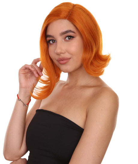 Beth Adult Women's 11" Inch Short Length Straight C-Part Lace Natural Orange Chess Character Beauty Wig, 100% Heat Resistant Fibers, Perfect for your Everyday Wear and Styling to your Expectations! -   ,  | NU