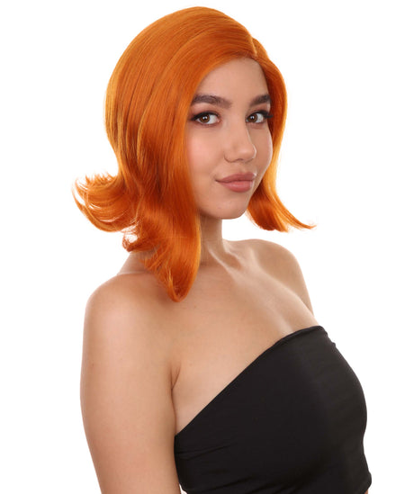 Beth Adult Women's 11" Inch Short Length Straight C-Part Lace Natural Orange Chess Character Beauty Wig, 100% Heat Resistant Fibers, Perfect for your Everyday Wear and Styling to your Expectations! -   ,  | NU