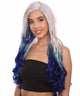 Adult Women's 27" Inch Long Length Wavy C-Part Lace Natural Blue White Ombre Hairline Icon Beauty Wig, 100% Heat Resistant Fibers, Perfect for your Everyday Wear and Styling to your Expectations! -   Wig,  | NU