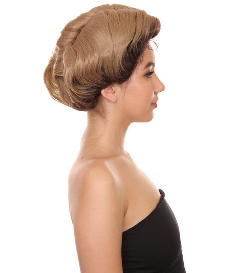 Adult Women's 13" Inch Medium Length Curled 360 Lace Front Natural Brown Bouffant Drag Beauty Wig, 100% Heat Resistant Fibers, Perfect for your Everyday Wear and Styling to your Expectations! -   Wig,  | NU