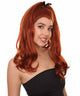 Adult Women's 20" Inch Long Length Wavy 360 Lace Front Natural Red Head Hairline Wig with Black Hair-Bow, 100% Heat Resistant Fibers, Perfect for your Everyday Wear and Styling to your Expectations! -   Wig,  | NU