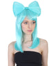 Straight Shoulder Length Wig with Bow Bun and Bangs - Halloween Wigs | HPO