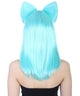 Straight Shoulder Length Wig with Bow Bun and Bangs - Halloween Wigs | HPO