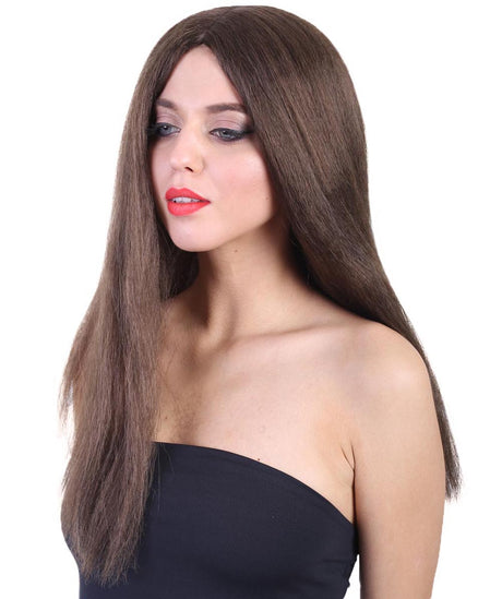 Women's Long Straight Brunette Center Part Wig - Halloween Wigs | HPO