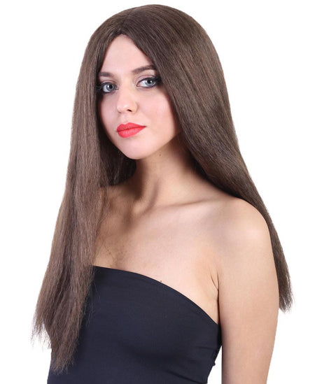 Women's Long Straight Brunette Center Part Wig - Halloween Wigs | HPO