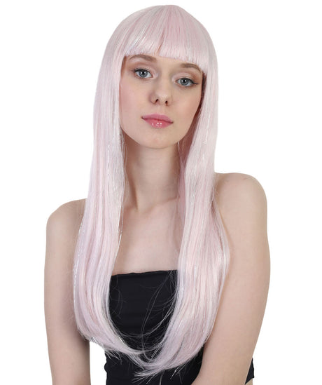 Pearl - Long Straight Pastel Wig with Bangs and Tinsel Hightlights - Party Wigs | HPO