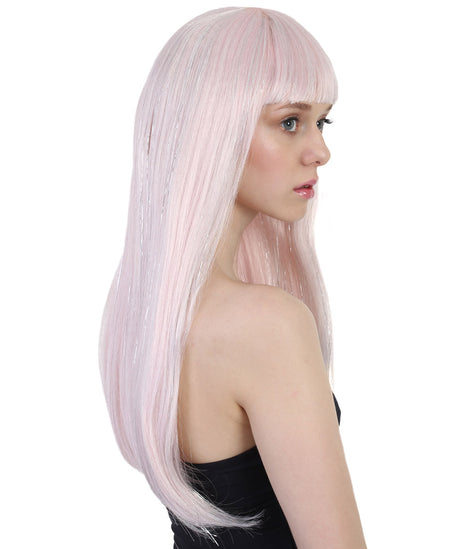 Pearl - Long Straight Pastel Wig with Bangs and Tinsel Hightlights - Party Wigs | HPO