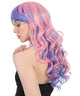 Women's Multicolor Cotton Candy Loose Curls with Bangs - Adult Halloween Wigs | HPO