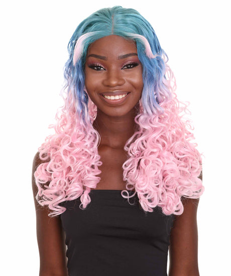 Double Rainbow - Women's Two Tone Lace front Curls with Heart Curled Bangs