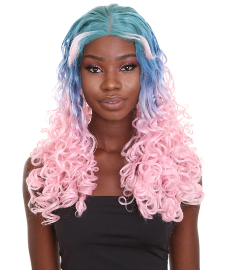 Double Rainbow - Women's Two Tone Lace front Curls with Heart Curled Bangs