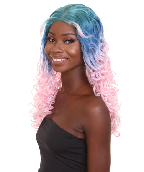 Double Rainbow - Women's Two Tone Lace front Curls with Heart Curled Bangs