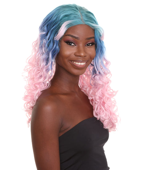 Double Rainbow - Women's Two Tone Lace front Curls with Heart Curled Bangs