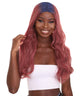 Seraphina Adult Women's 23" In. Hair Stylist Inspired Wig - Long Length Red Hair with Dark Blue Roots - Lace Front Heat Resistant Fibers