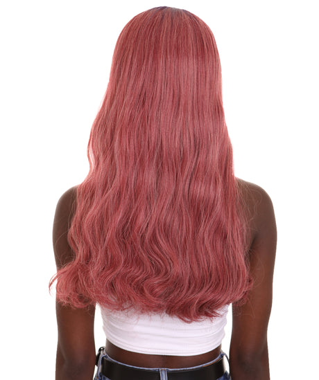 Seraphina Adult Women's 23" In. Hair Stylist Inspired Wig - Long Length Red Hair with Dark Blue Roots - Lace Front Heat Resistant Fibers