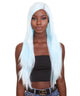 Nunique Adult Women's 23" In. Social Media / Make Up Artist Influencer Inspired Wig - Long Length Frozen Light Blue  Hair - Lace Front Heat Resistant Fibers