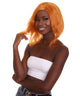 Nunique Adult Women's 17" In. American Singer and Rapper Inspired Wig - Shoulder Length Luminous Ginger Orange  Hair - Lace Front Heat Resistant Fibers