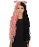 Women's Extra Long High Ponytail in Bubblegum Pink and Black Split Dye - Wavy Adult Lace Wig | Nunique