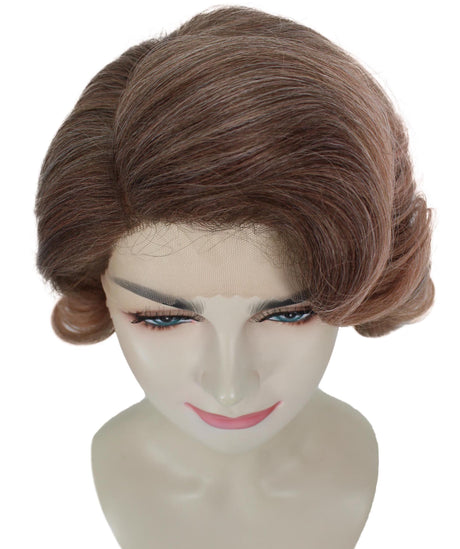 Nunique Adult Women's 10" Inch Short Length Straight C-Part Lace Natural Brown 40's Wave Beauty Wig, 100% Heat Resistant Fibers, Perfect for your Everyday Wear and Styling to your Expectations! -   Wig,  | NU