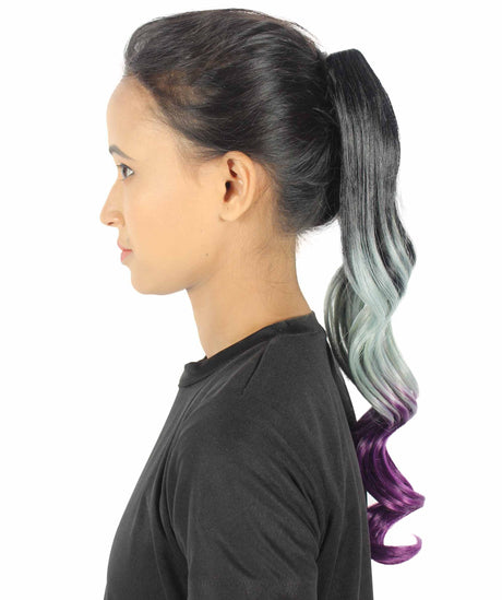 Black/Multi Color Vibrant Ombre Ponytail