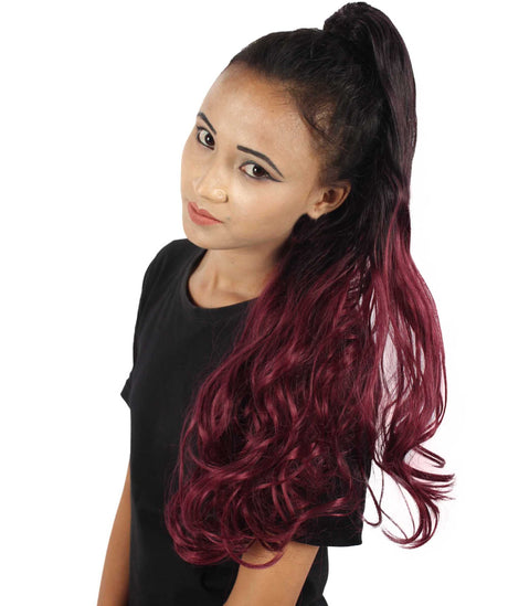 Black/Red Vibrant Ponytail Ombre Extension